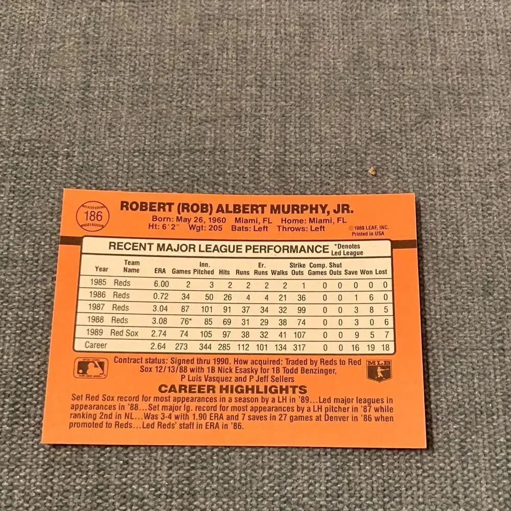 1990 Donruss Boston Red Sox Baseball Card Trading Card